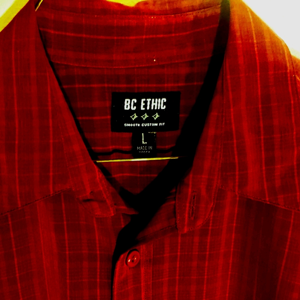 Vintage BC Ethic red polyester large bowling short